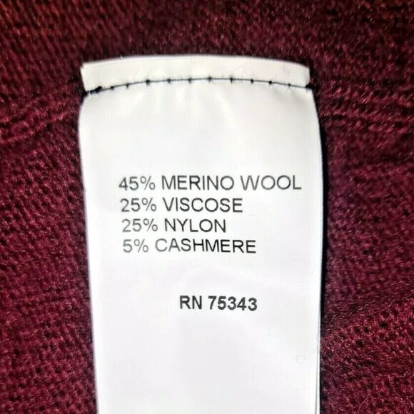 FILIPPO RIBERTI 1/4 Zip Sweater Men's XL Maroon/Red Italian Merino Wool/Cashmere - Picture 8 of 11